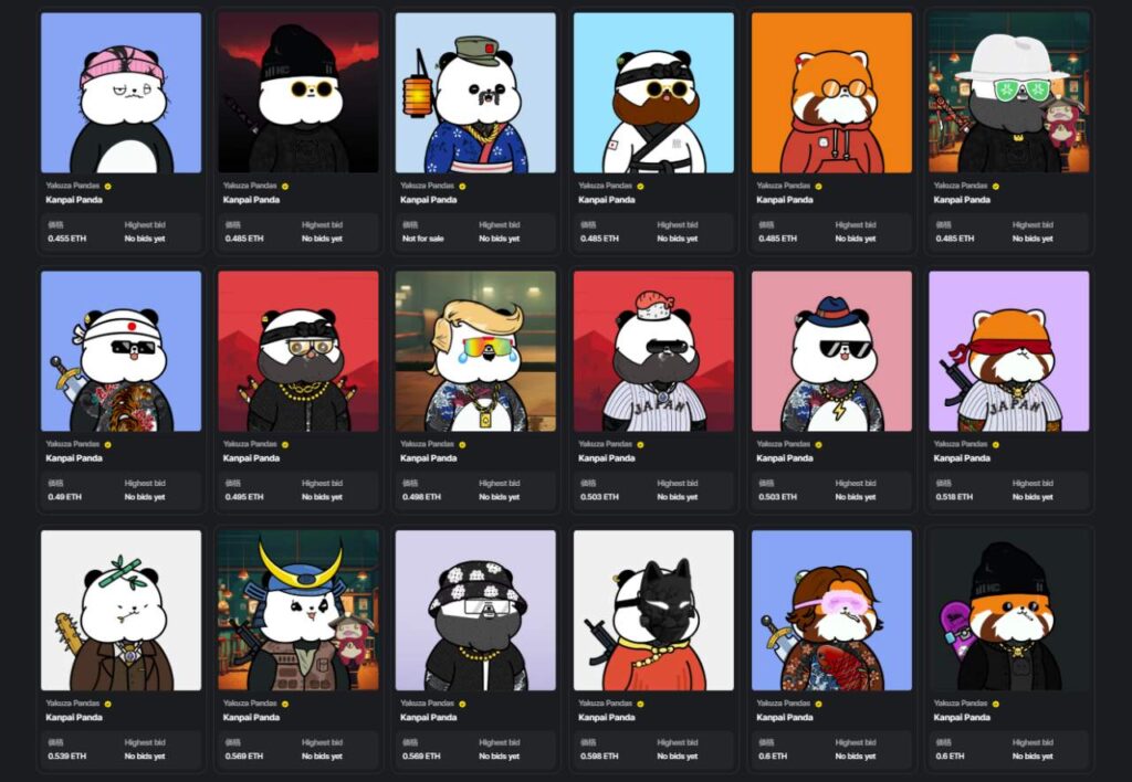 コミュニティ主導のNFT「Yakuza Pandas」